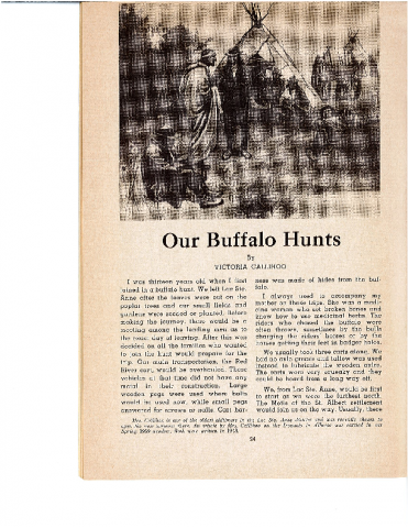 Our Buffalo Hunts by Victoria Callihoo